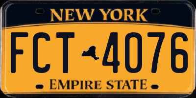 NY license plate FCT4076