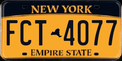 NY license plate FCT4077