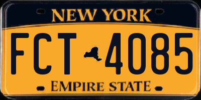 NY license plate FCT4085