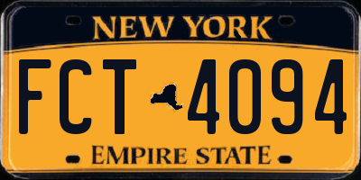 NY license plate FCT4094
