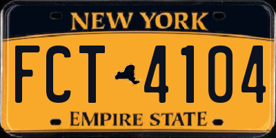 NY license plate FCT4104
