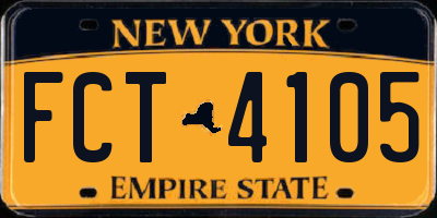 NY license plate FCT4105