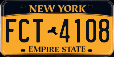 NY license plate FCT4108