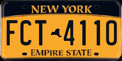 NY license plate FCT4110