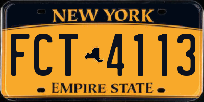 NY license plate FCT4113