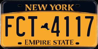 NY license plate FCT4117
