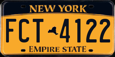 NY license plate FCT4122