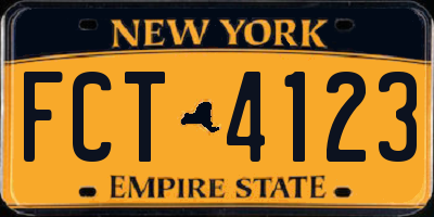 NY license plate FCT4123