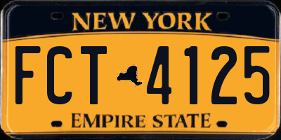 NY license plate FCT4125