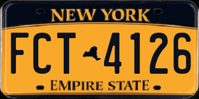 NY license plate FCT4126