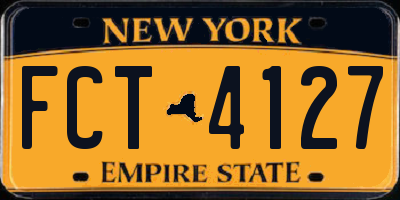 NY license plate FCT4127