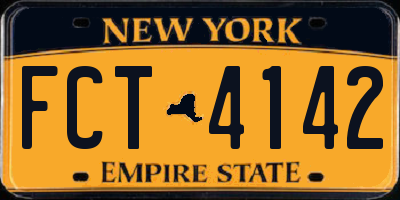 NY license plate FCT4142