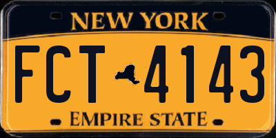 NY license plate FCT4143