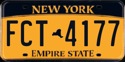 NY license plate FCT4177