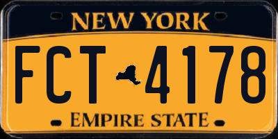 NY license plate FCT4178