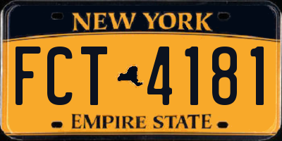 NY license plate FCT4181