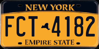 NY license plate FCT4182