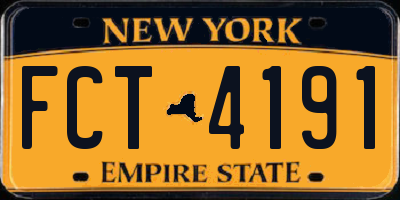 NY license plate FCT4191