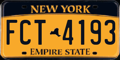NY license plate FCT4193