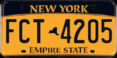 NY license plate FCT4205