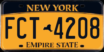 NY license plate FCT4208