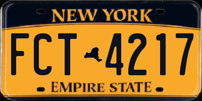 NY license plate FCT4217