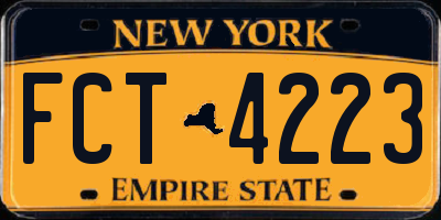 NY license plate FCT4223