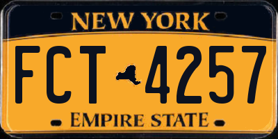 NY license plate FCT4257