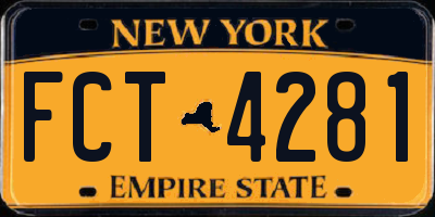 NY license plate FCT4281