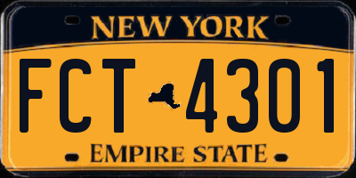 NY license plate FCT4301