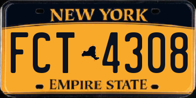NY license plate FCT4308