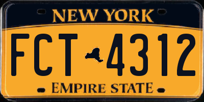 NY license plate FCT4312