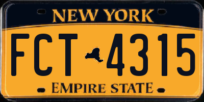 NY license plate FCT4315