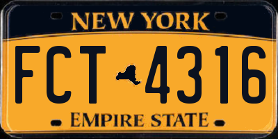NY license plate FCT4316