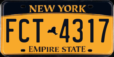 NY license plate FCT4317