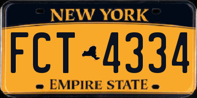 NY license plate FCT4334