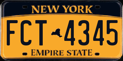 NY license plate FCT4345