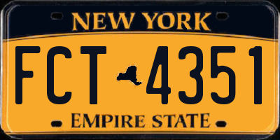NY license plate FCT4351