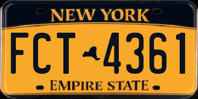 NY license plate FCT4361