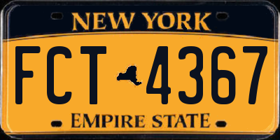 NY license plate FCT4367