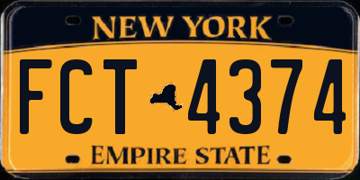 NY license plate FCT4374