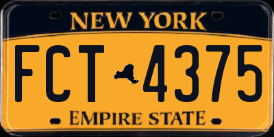 NY license plate FCT4375