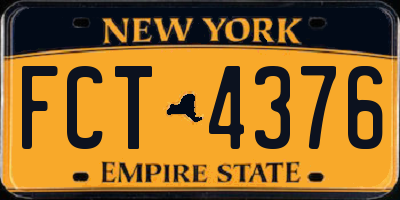 NY license plate FCT4376