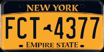 NY license plate FCT4377
