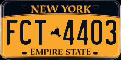 NY license plate FCT4403