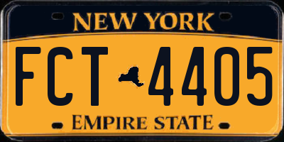 NY license plate FCT4405
