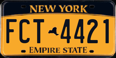 NY license plate FCT4421