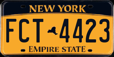 NY license plate FCT4423