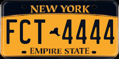 NY license plate FCT4444