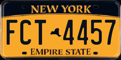 NY license plate FCT4457